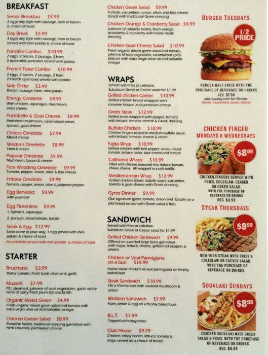 R Corner Diner Menu, Menu for R Corner Diner, Mississauga, Toronto