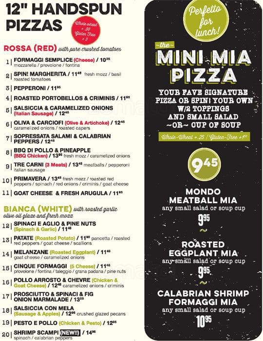 Menu at Spin! pizzeria, Warrensburg