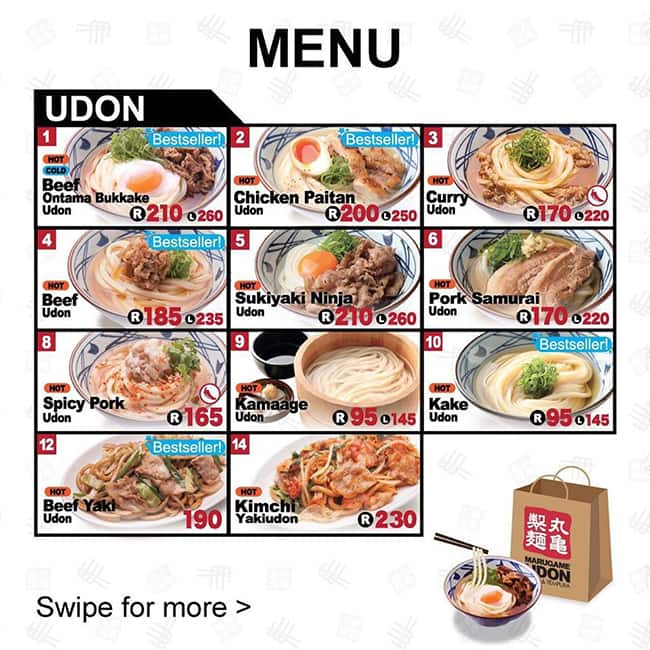 Menu At Marugame Udon Sm Araneta City Restaurant Quezon City