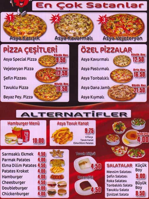 Asya Pizza Menü, Asya Pizza, Ümraniye Merkez, İstanbul için Menü