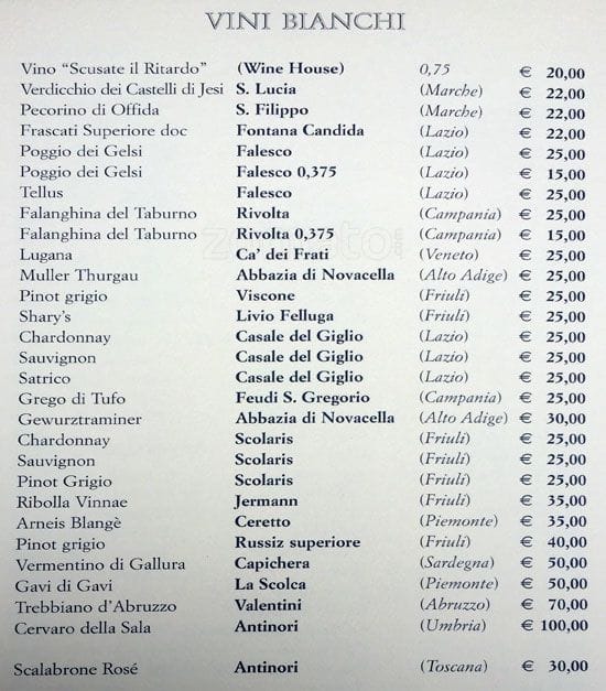 Menu di Scusate Il Ritardo 