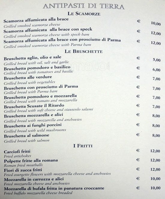 Menu di Scusate Il Ritardo 