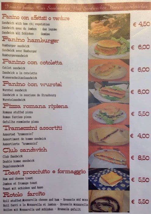 Menu di Gran Caffè Roma 