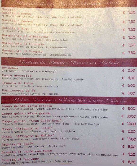 Menu di Gran Caffè Roma 