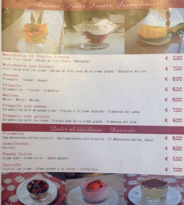 Menu di Gran Caffè Roma 