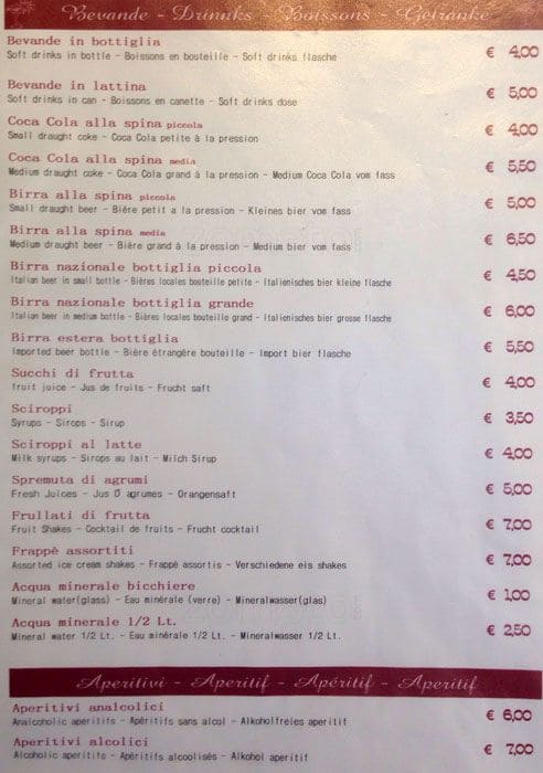 Menu di Gran Caffè Roma 