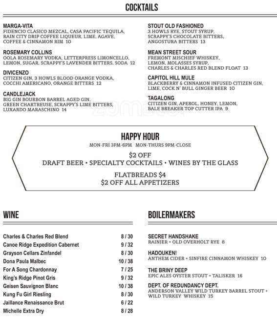 Stout Menu, Menu for Stout, Capitol Hill, Seattle Urbanspoon/Zomato