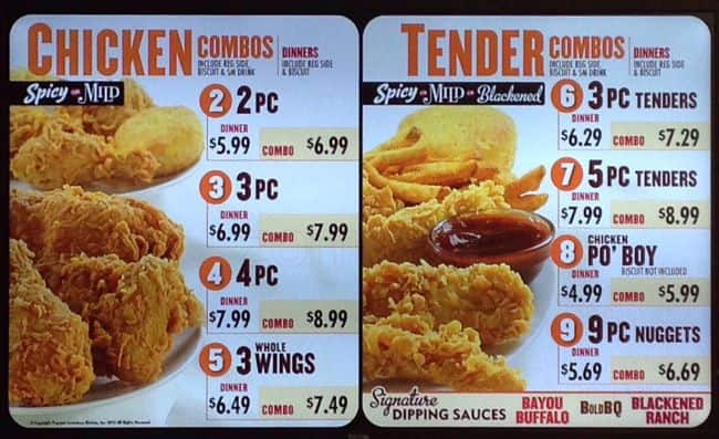 Popeyes Louisiana Kitchen Menu