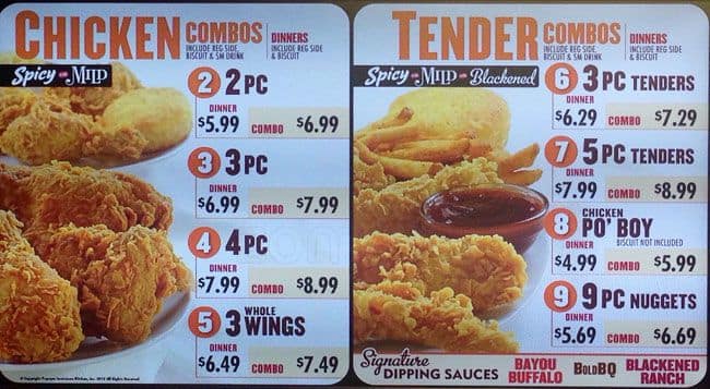 Popeyes Louisiana Kitchen Menu