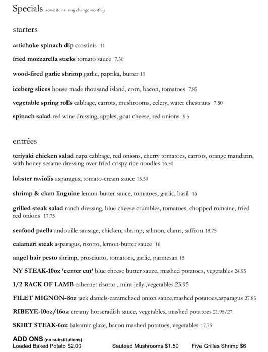 Menu at Xenia Bistro steakhouse, Alamo, 115 Alamo Plaza A