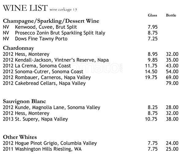 Menu at Xenia Bistro steakhouse, Alamo, 115 Alamo Plaza A