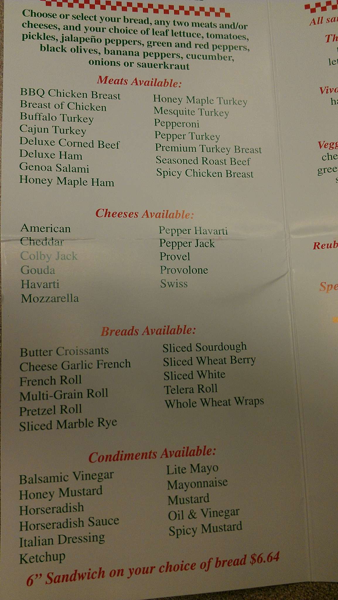 Menu at Vivola Express restaurant, Creve Coeur