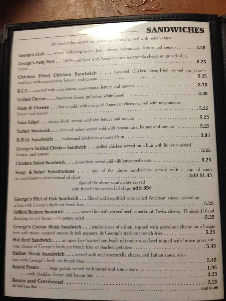 Menu At George's Restaurant, Fort Smith, Grand Ave