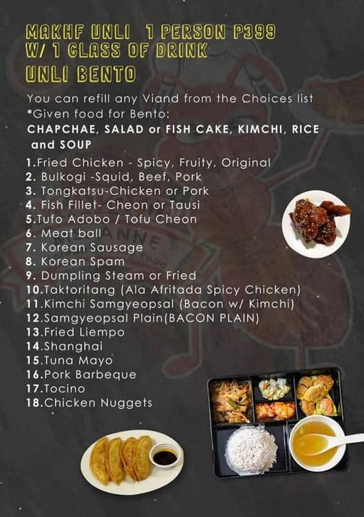 Ms. Anne Korean Healthy Food, Greater Taguig Menu