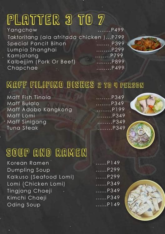 Ms. Anne Korean Healthy Food, Greater Taguig Menu