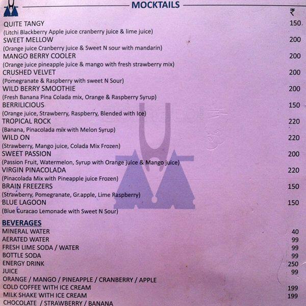 Menu at Temptation, Mumbai, 355 Ramdas Nayak Road