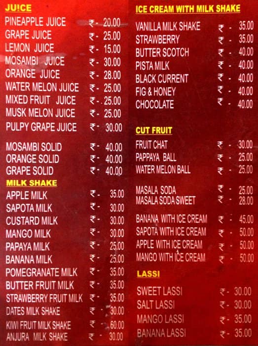 centre fruit and juice Menu Sri Fruit  Zomato Juice Centre Ganesha