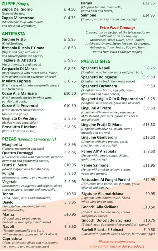 La Brasserie Ristorante Italiano Menu - Zomato UK