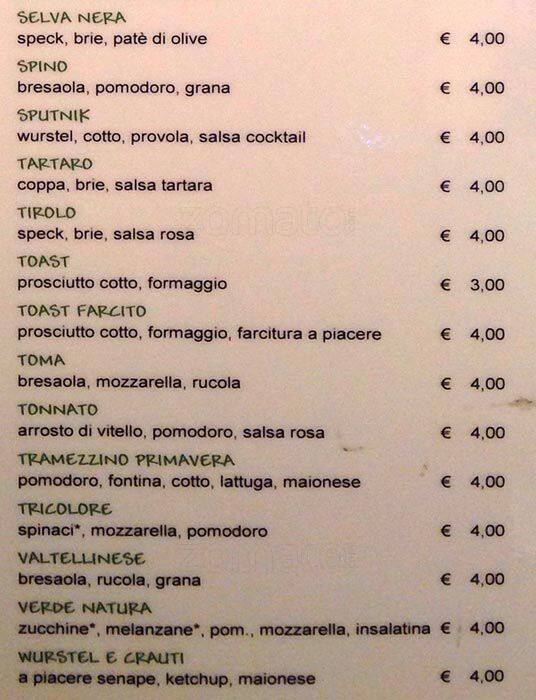 Menu di Bar Arcibaldo 