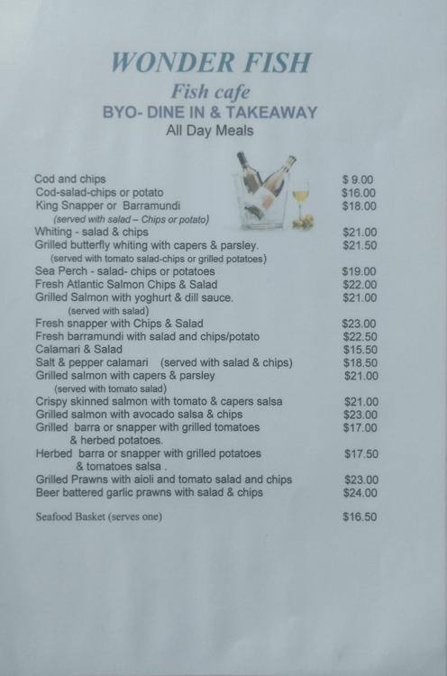 Wonder Fish menu