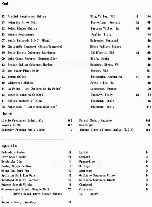 Divido Italian Restaurant menu