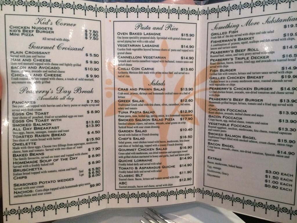 Peaberry's Menu, Menu for Peaberry's, Joondalup, Perth Urbanspoon/Zomato