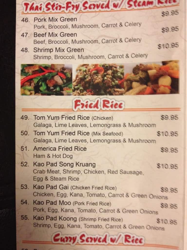 Menu at Tokyo House restaurant, Thunder Bay