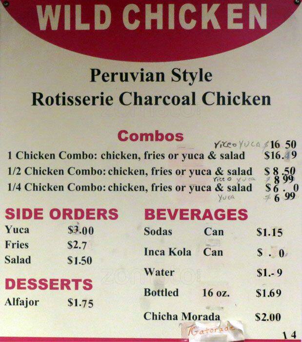 Wild Chicken Menu, Menu for Wild Chicken, Fairfax, Fairfax County