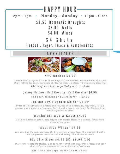 Off Broadway Lounge Menu, Menu podniku Off Broadway Lounge, Highlands