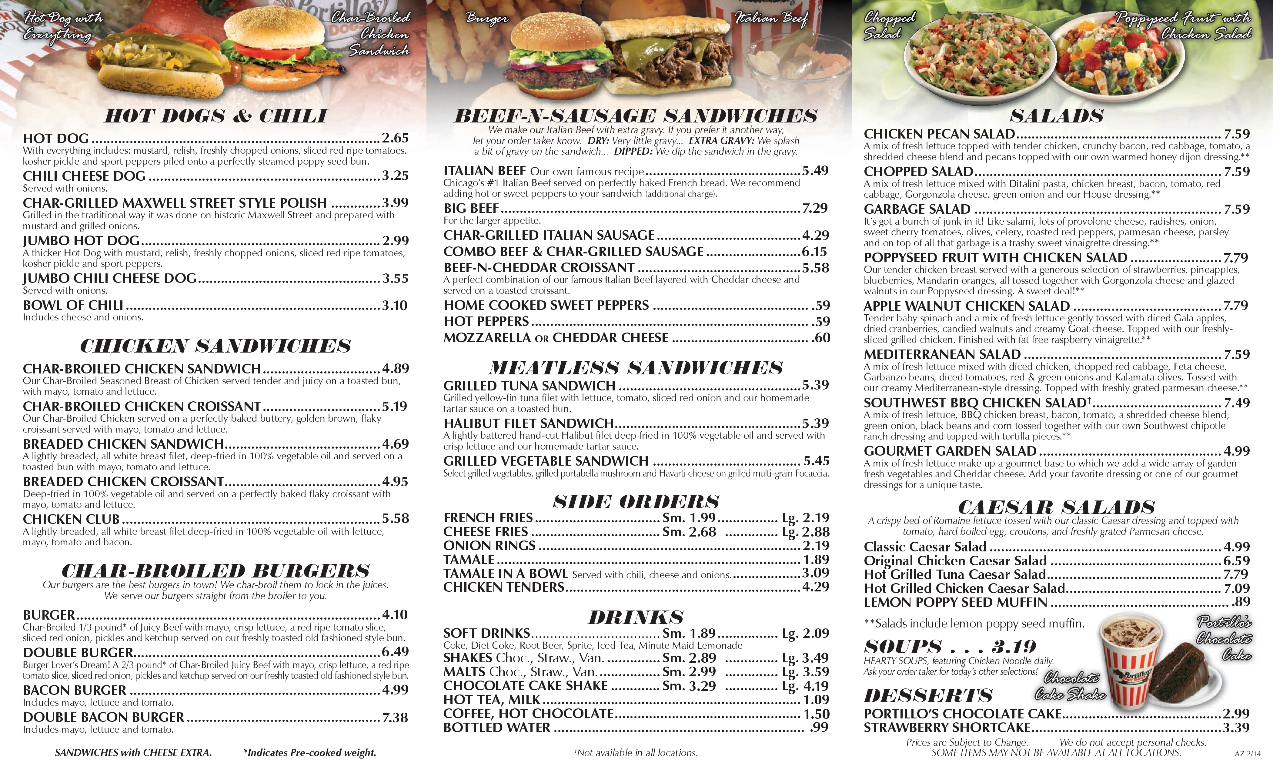 Printable Portillo s Menu