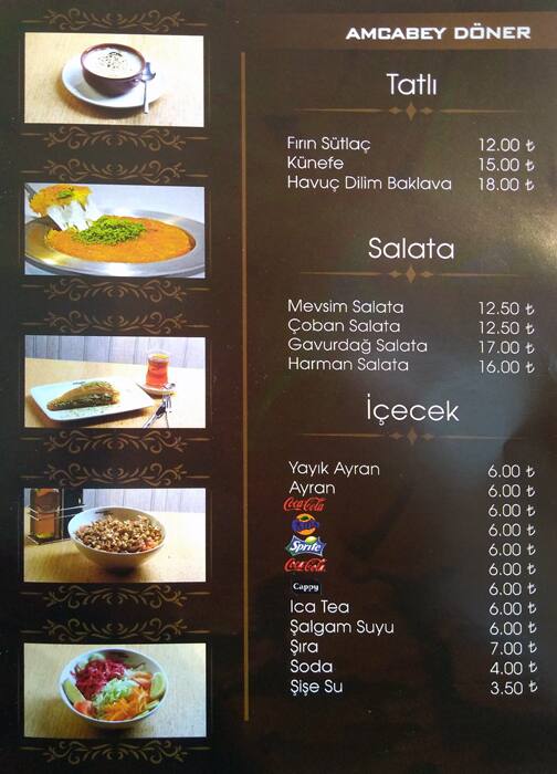 amcabey doner menu amcabey doner atasehir merkez istanbul icin menu