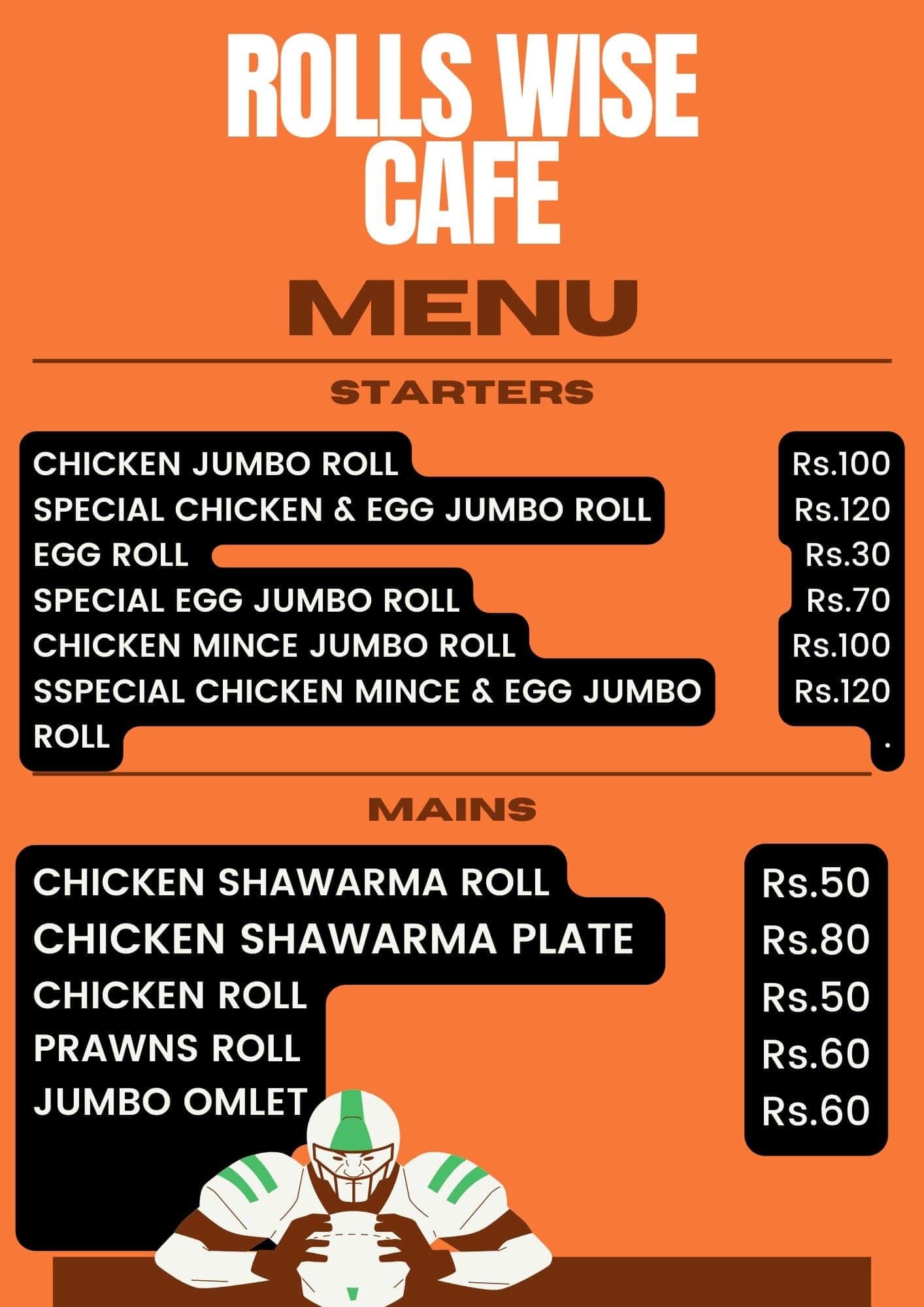 Menu of Rolls Wise Cafe, Yelahanka, Bangalore