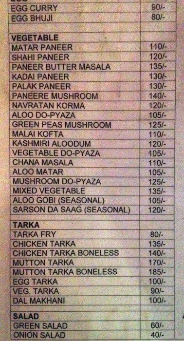 Raul's Restaurant menu