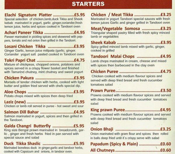 Elachi Menu, Menu for Elachi, Bexley, London Zomato UK