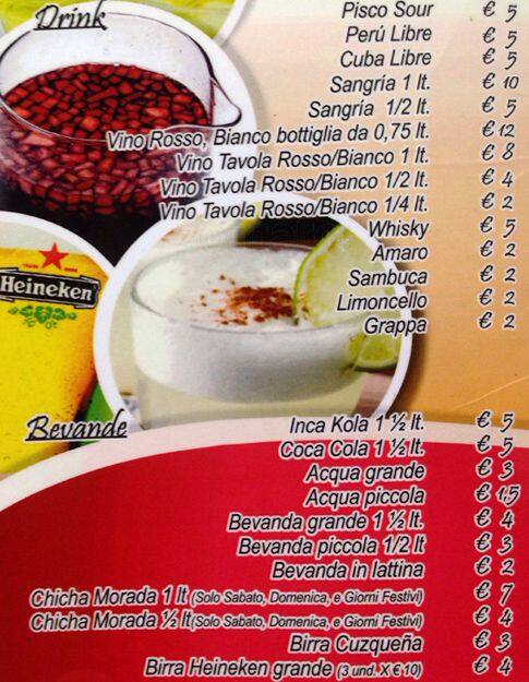 Menu di El Carajo 