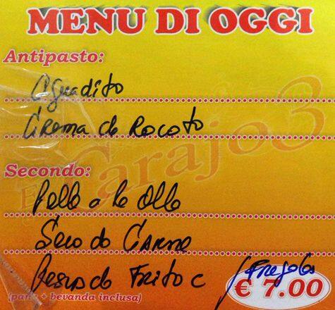 Menu di El Carajo 