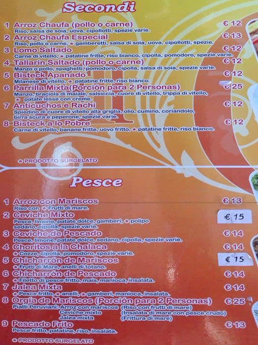 Menu di El Carajo 