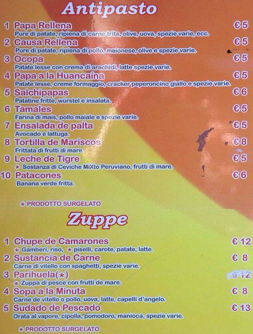 Menu di El Carajo 