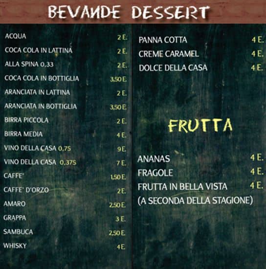 Menu di Onda Cafè 
