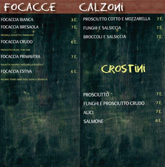Menu di Onda Cafè 