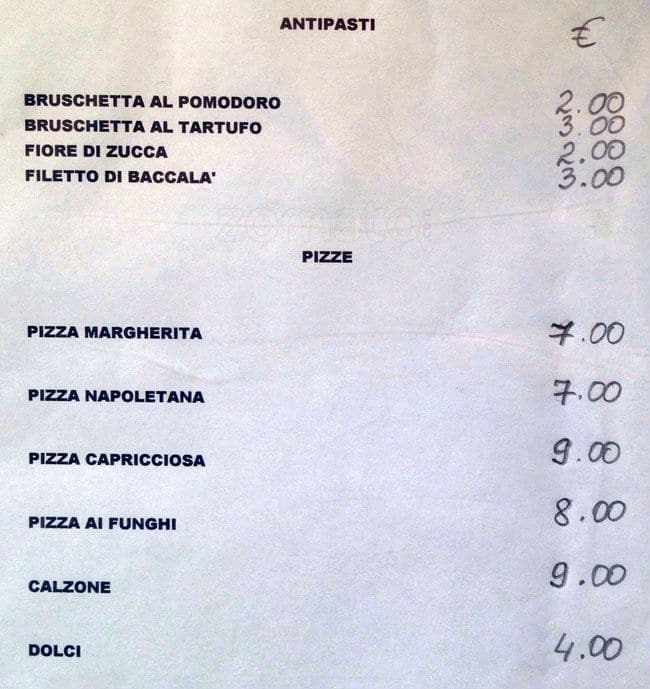 Menu di Da Antonio Al Duca degli Abruzzi 