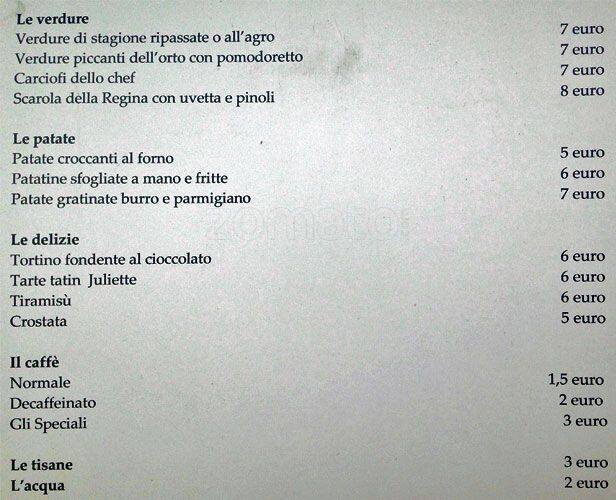 Menu di Juliette 