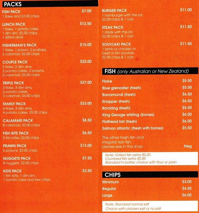 Omega 3 Seafood Menu, Menu for Omega 3 Seafood, Aspendale & Chelsea