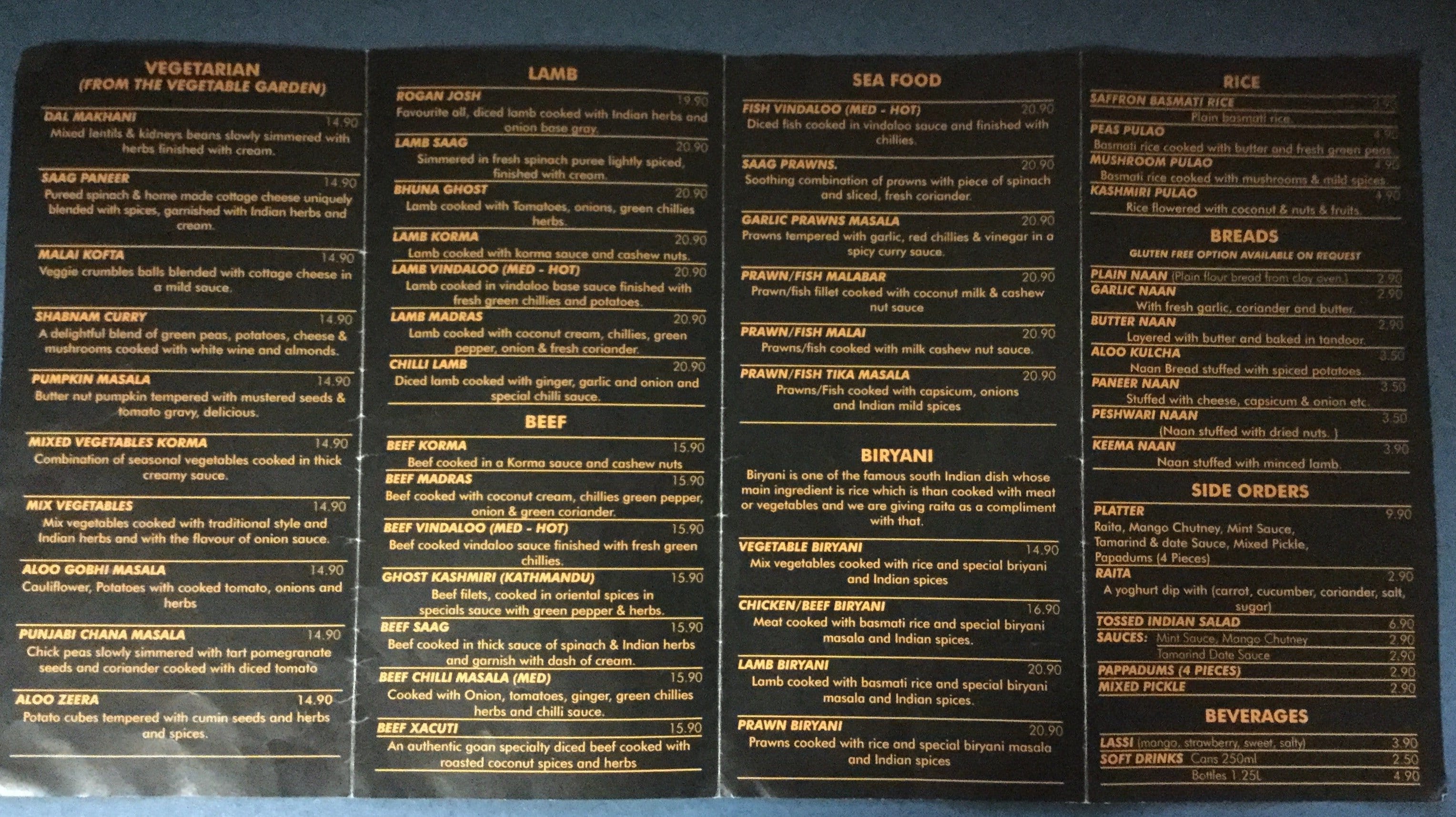 Menu at Albany Indian Tandoori Restaurant, Albany