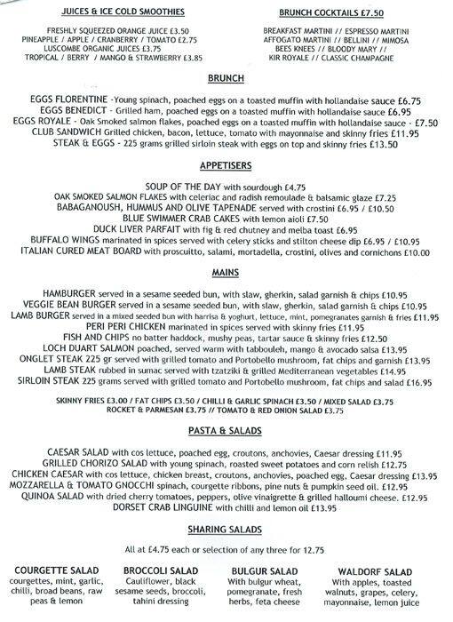 Kentish Canteen Menu, Menu for Kentish Canteen, Kentish Town, London