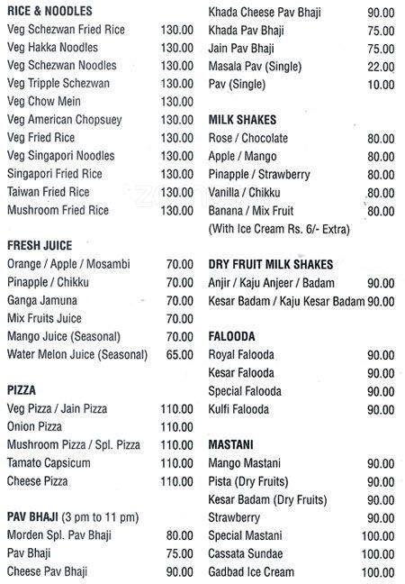 New 20 Modern Cafe Shivaji Nagar Menu Card