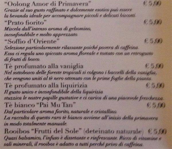 Menu di Pasticceria Cucchi 