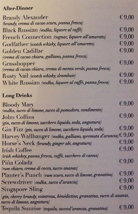 Menu di Pasticceria Cucchi 