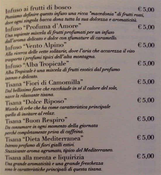 Menu di Pasticceria Cucchi 