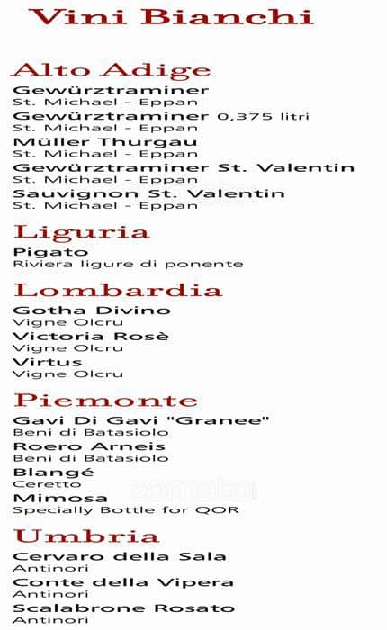 Menu di QOR - Ristorante Giapponese - Milano 